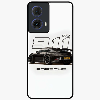 Turbo Legacy Icon Glass Case showing flat back view with iconic sports car inspired artwork and glossy glass finish.
