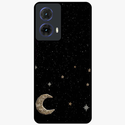 Twinkle Star With Half Moon Glass Case showing flat back view with star and half moon artwork and glossy glass finish.