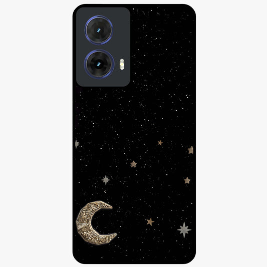 Twinkle Star With Half Moon Glass Case showing flat back view with star and half moon artwork and glossy glass finish.