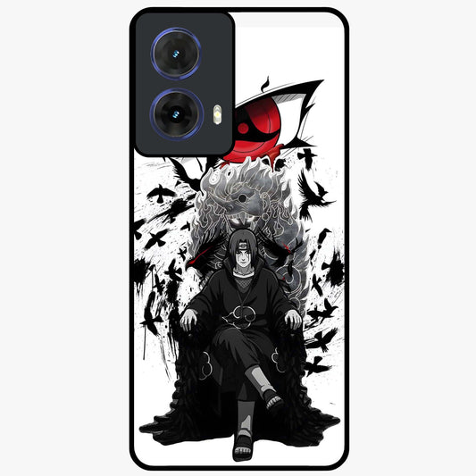 Uchiha Shadow Throne Glass Case showing flat back view with cosmic underwater themed artwork and glossy glass finish.