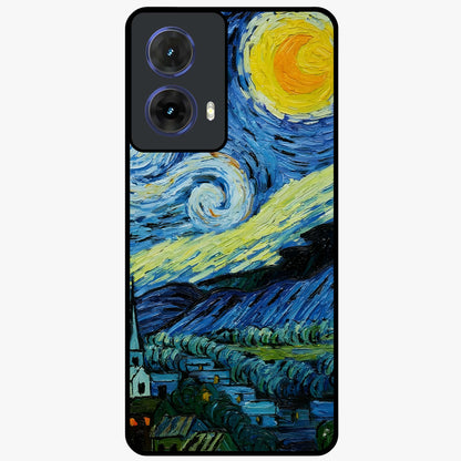 Van Gogh Art Glass Case showing flat back view with classic painterly artwork inspired by Van Gogh style and glossy glass finish.