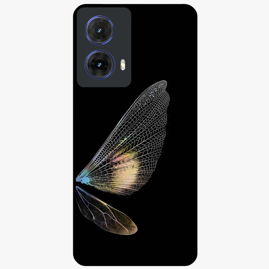 Whispers Of Wings Glass Case showing flat back view with graceful wing inspired artwork and glossy glass finish.