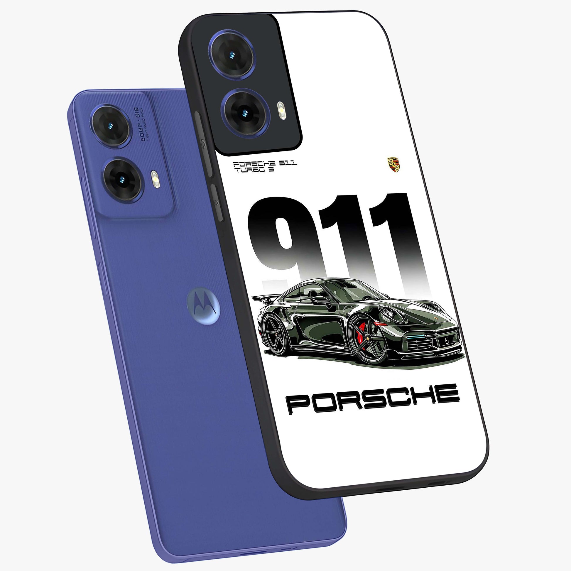 911 Turbo Dominance Glass Case displayed in premium angled mockup highlighting sporty car illustration and sleek glass surface.