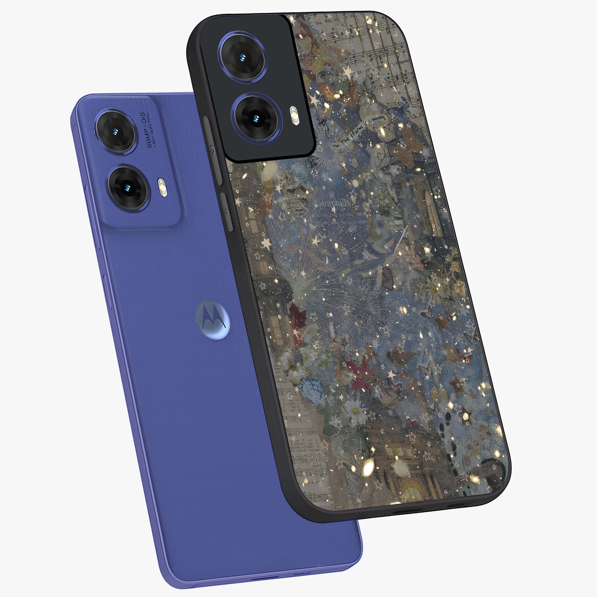 Aesthetic Astrolophia Glass Case displayed in angled mockup highlighting artistic aesthetic elements and smooth glass surface.