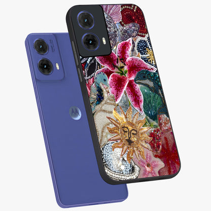 Beaded Garden Fantasy Glass Case displayed in angled mockup highlighting fantasy inspired floral bead pattern.