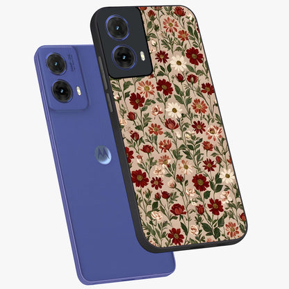 Biege Flower With Leaf Glass Case displayed in angled mockup highlighting minimal floral leaf design and elegant aesthetic.