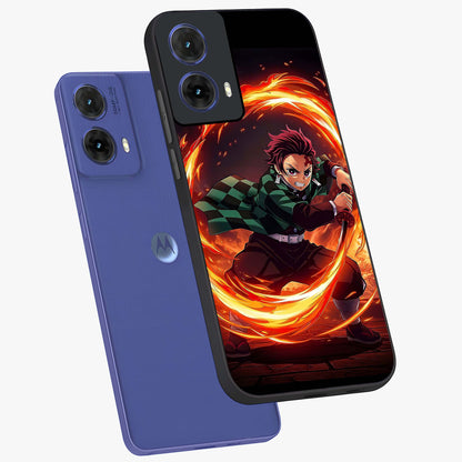 Blazing Sword Resolve Glass Case displayed in angled mockup highlighting powerful sword illustration and bold fantasy theme.