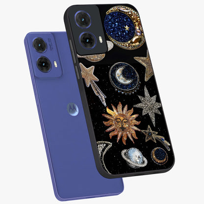 Celestial Gem Constellations Glass Case displayed in angled mockup highlighting gemstone inspired constellation design.