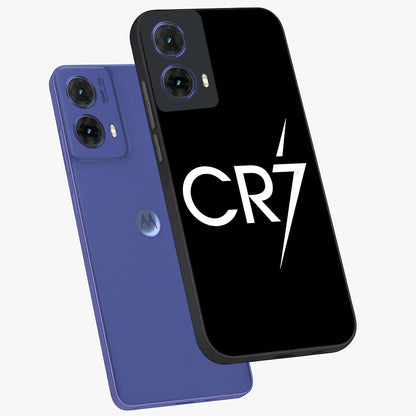 Cr7 Elite Strike Glass Case displayed in angled mockup highlighting powerful sports graphic with bold athletic theme.
