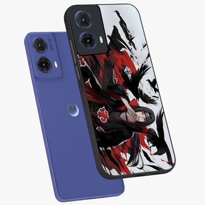 Crimson Crow Illusion Glass Case displayed in angled mockup highlighting mysterious crow graphic with dark aesthetic style.
