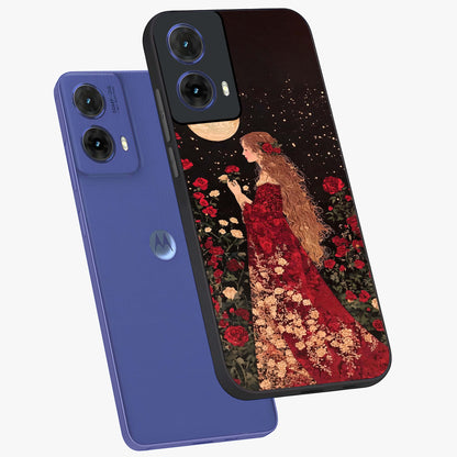 Crimson Dreams Glass Case displayed in angled mockup highlighting soft crimson aesthetic design with artistic theme.
