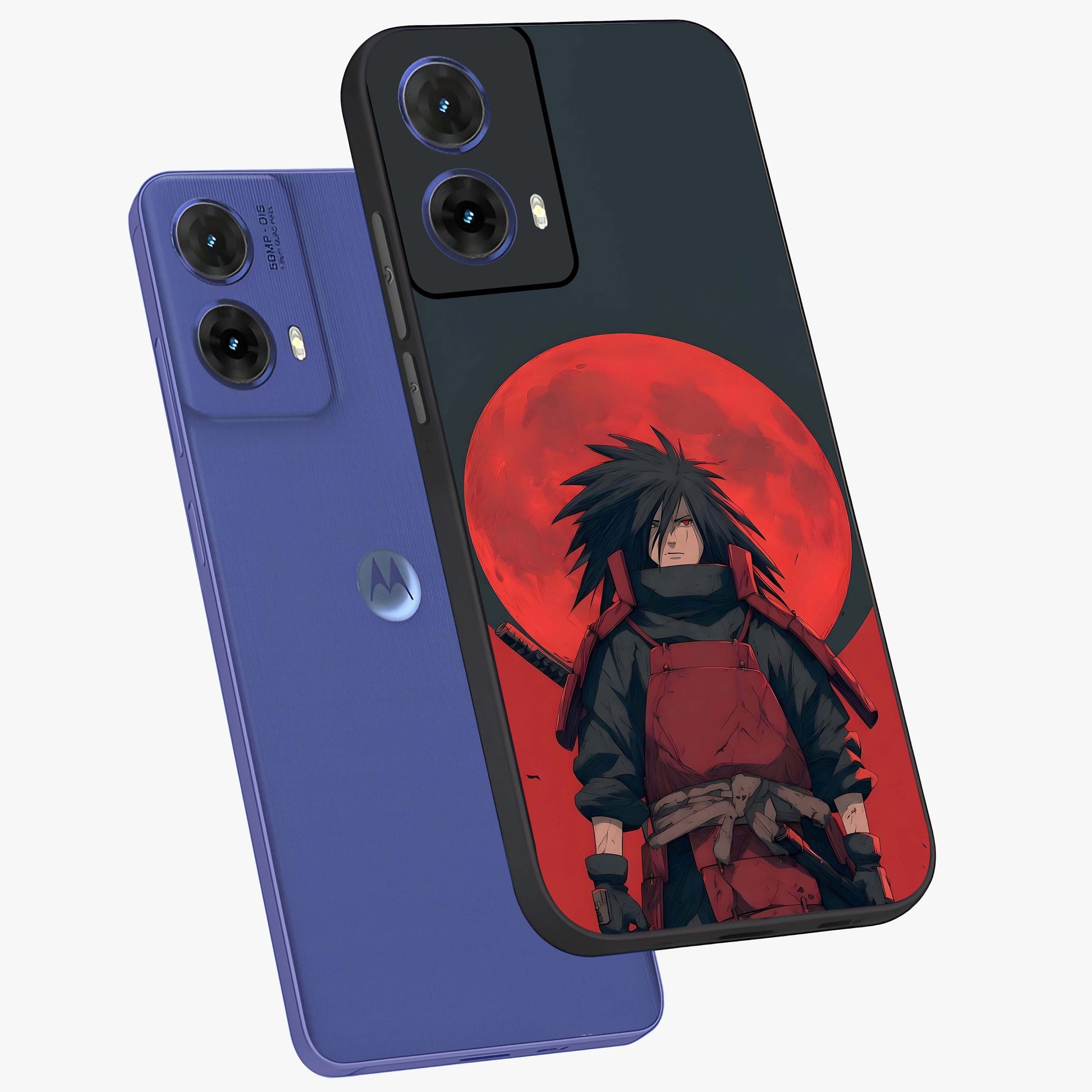 Crimson Moon Warlord Glass Case displayed in angled mockup highlighting dramatic crimson moon design with fantasy aesthetic.