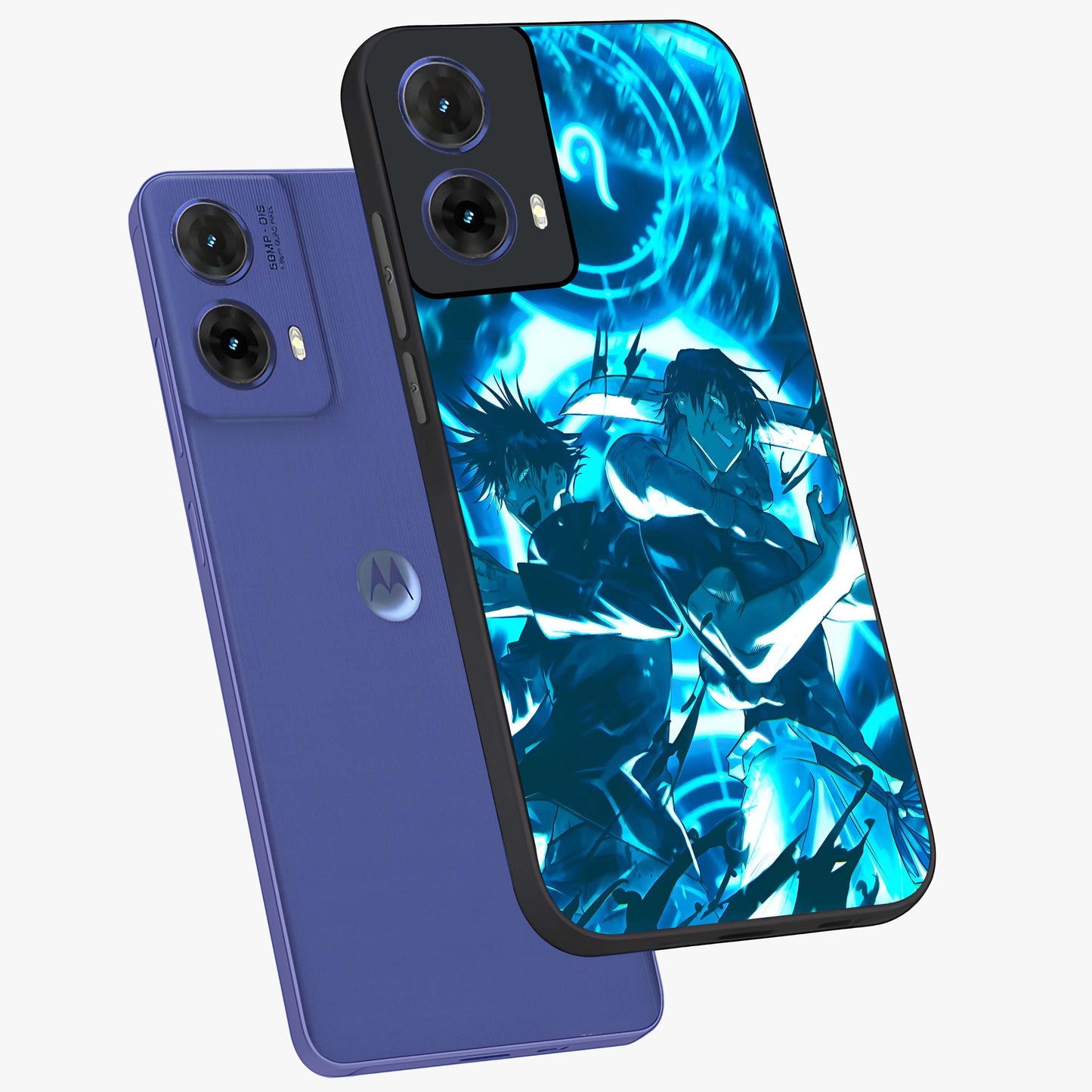 Cursed Energy Clash Glass Case displayed in angled mockup highlighting powerful battle inspired graphic with anime style aesthetic.