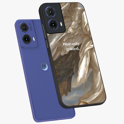 Divine Winged Grace Glass Case displayed in angled mockup highlighting graceful wing design with divine aesthetic style.