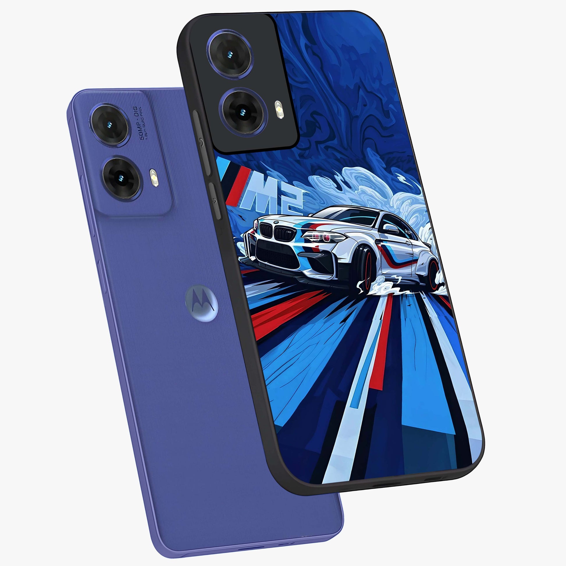 Drift Power Rush Glass Case displayed in angled mockup highlighting powerful drift car design with sporty aesthetic style.