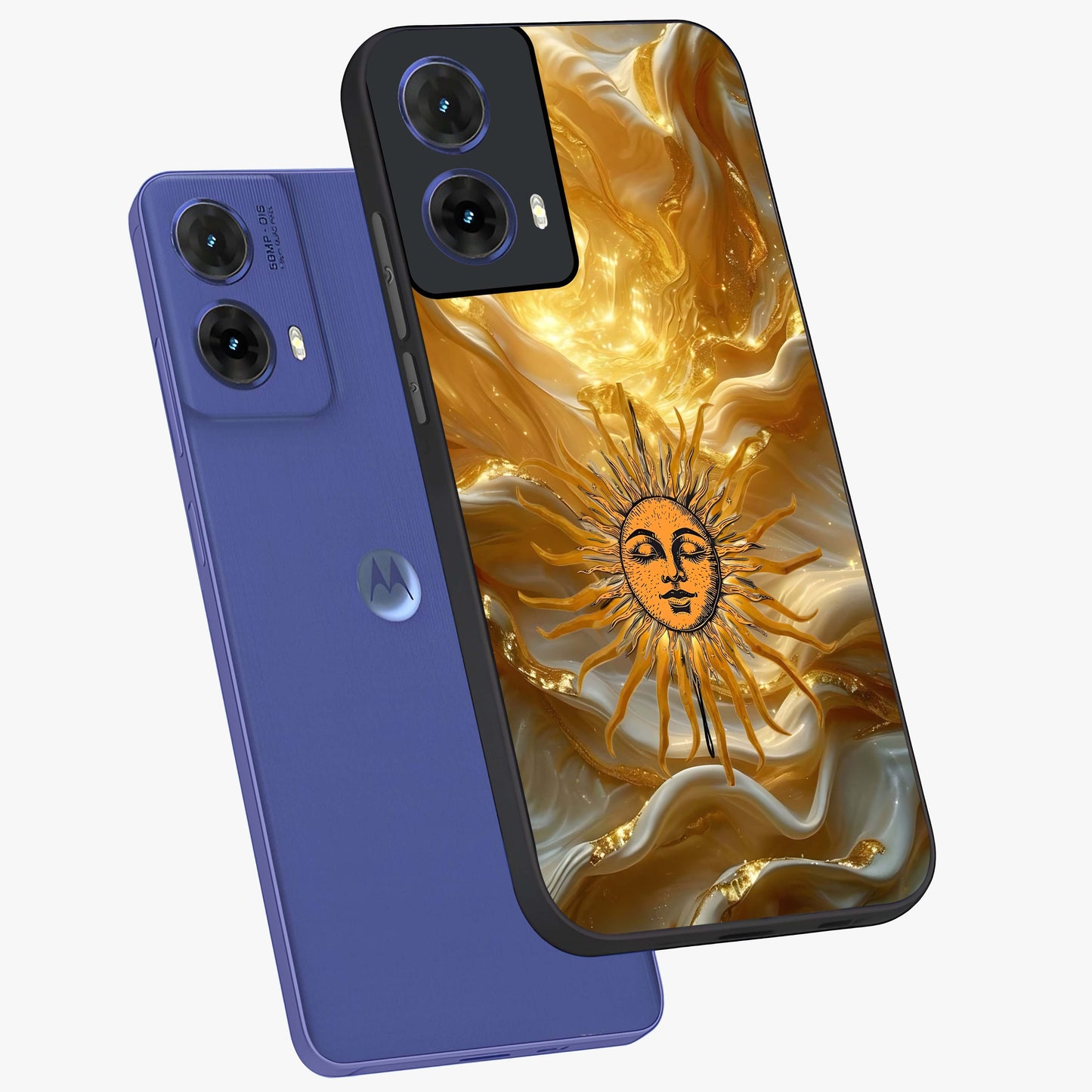 Eternal Golden Glow Glass Case displayed in angled mockup highlighting glowing golden aesthetic design with elegant style.