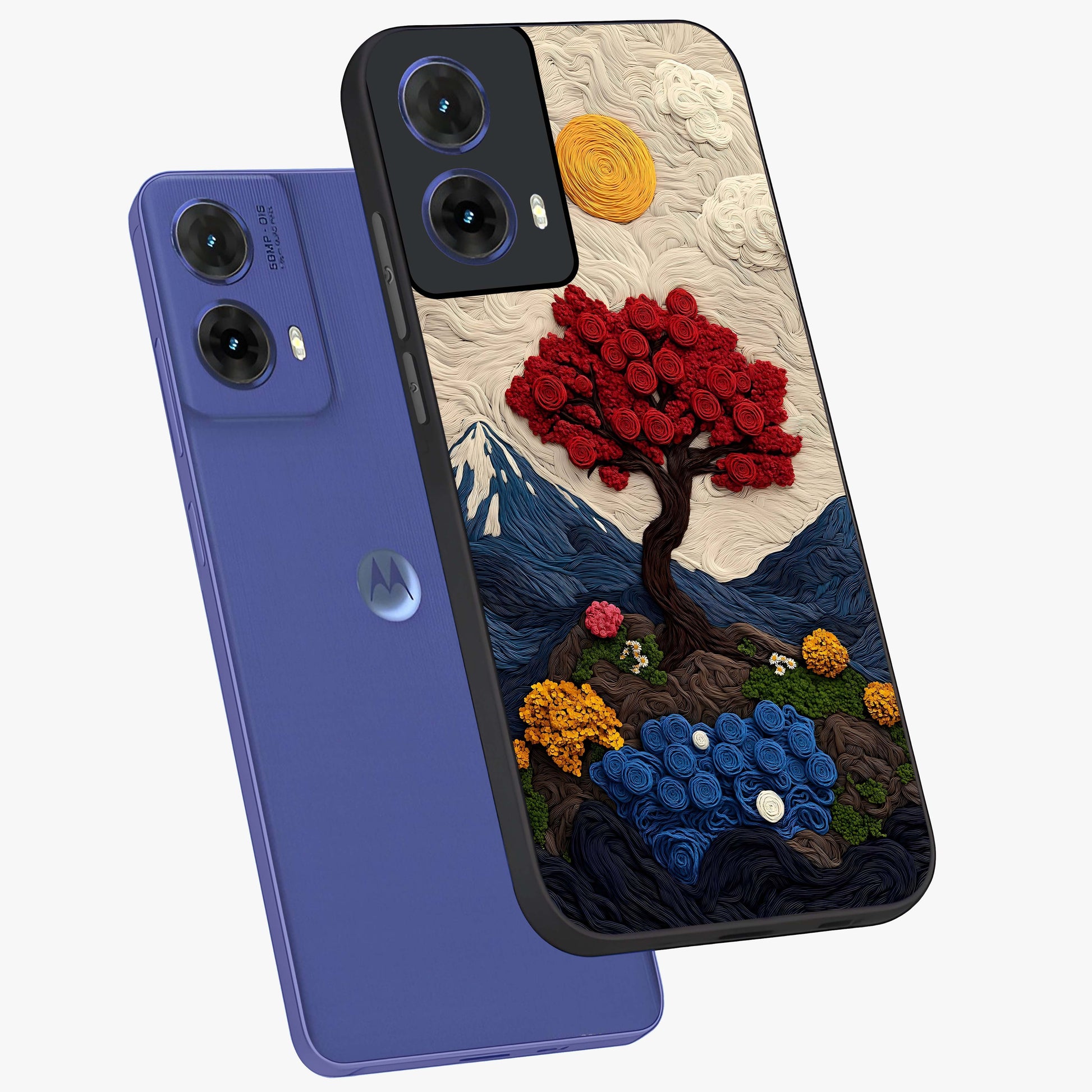 Eternal Nature Tapestry Glass Case displayed in angled mockup highlighting detailed botanical pattern with artistic aesthetic.