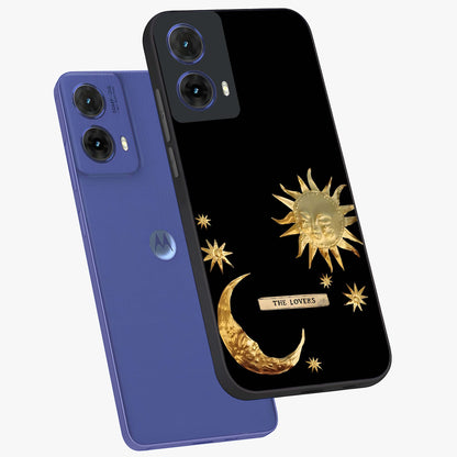 Gold Sun Blush Glass Case displayed in angled mockup highlighting radiant sun design with warm golden aesthetic.