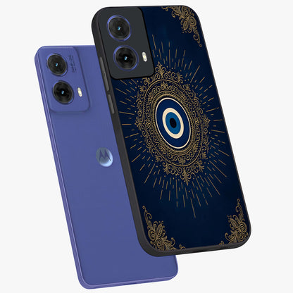 Golden Celestial Charm Glass Case displayed in angled mockup highlighting sparkling cosmic charm design with celestial aesthetic.