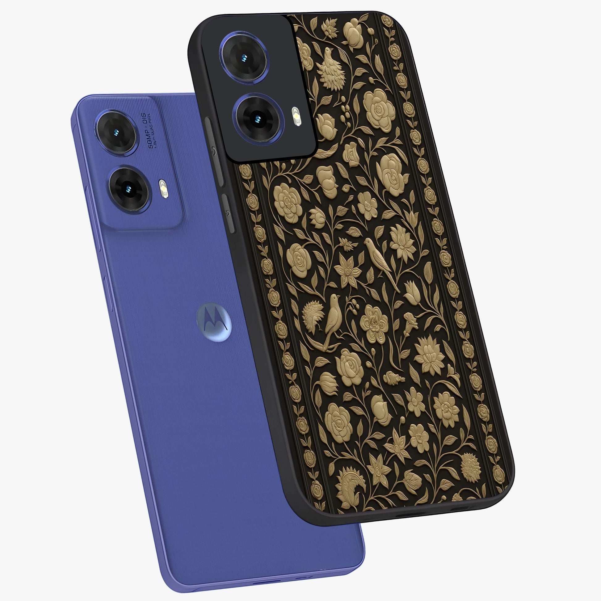 Golden Evil Eye Mandala Glass Case displayed in angled mockup highlighting protective evil eye symbol with golden mandala design.