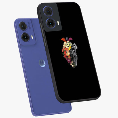 Heart With Flowers Glass Case displayed in angled mockup highlighting romantic flower design with soft aesthetic style.
