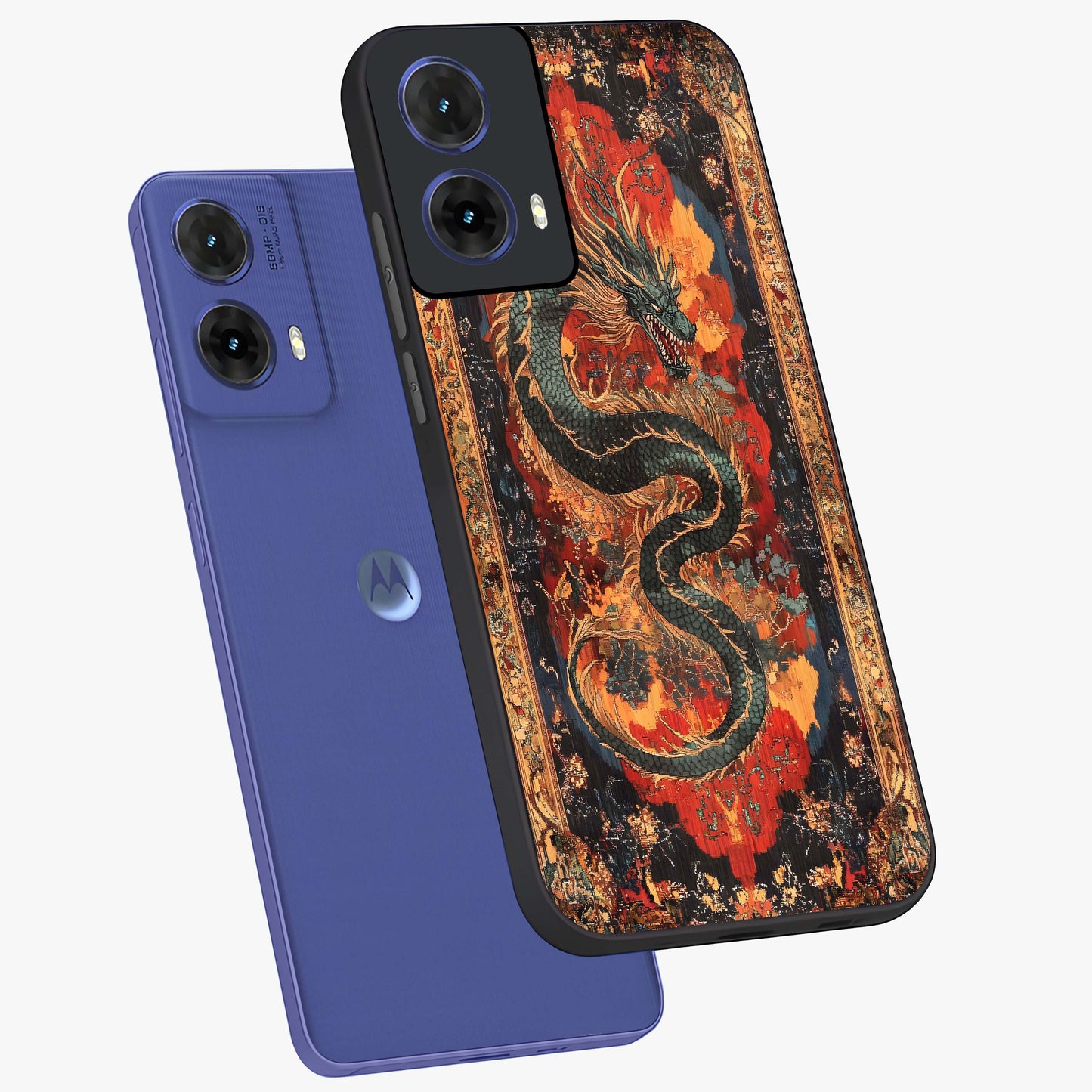 Inferno Dragon Soul Glass Case displayed in angled mockup highlighting powerful dragon illustration with inferno aesthetic.