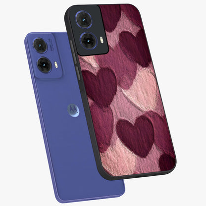 Layered Paper Hearts Glass Case displayed in angled mockup highlighting creative paper craft heart design with romantic aesthetic.