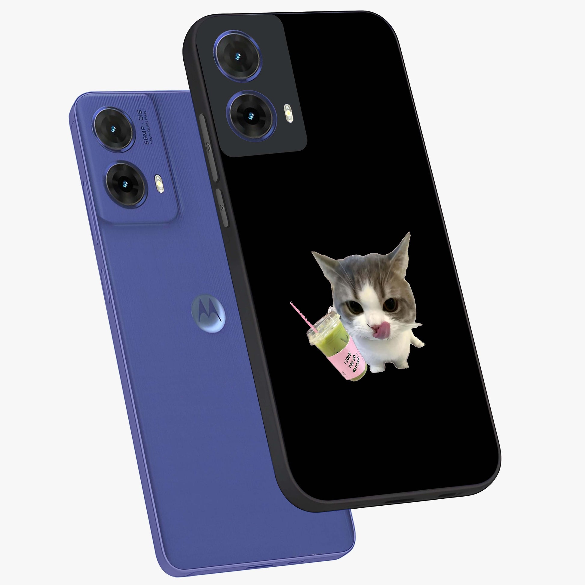 Matcha Cat Style Glass Case displayed in angled mockup highlighting playful feline design with pastel matcha aesthetic.