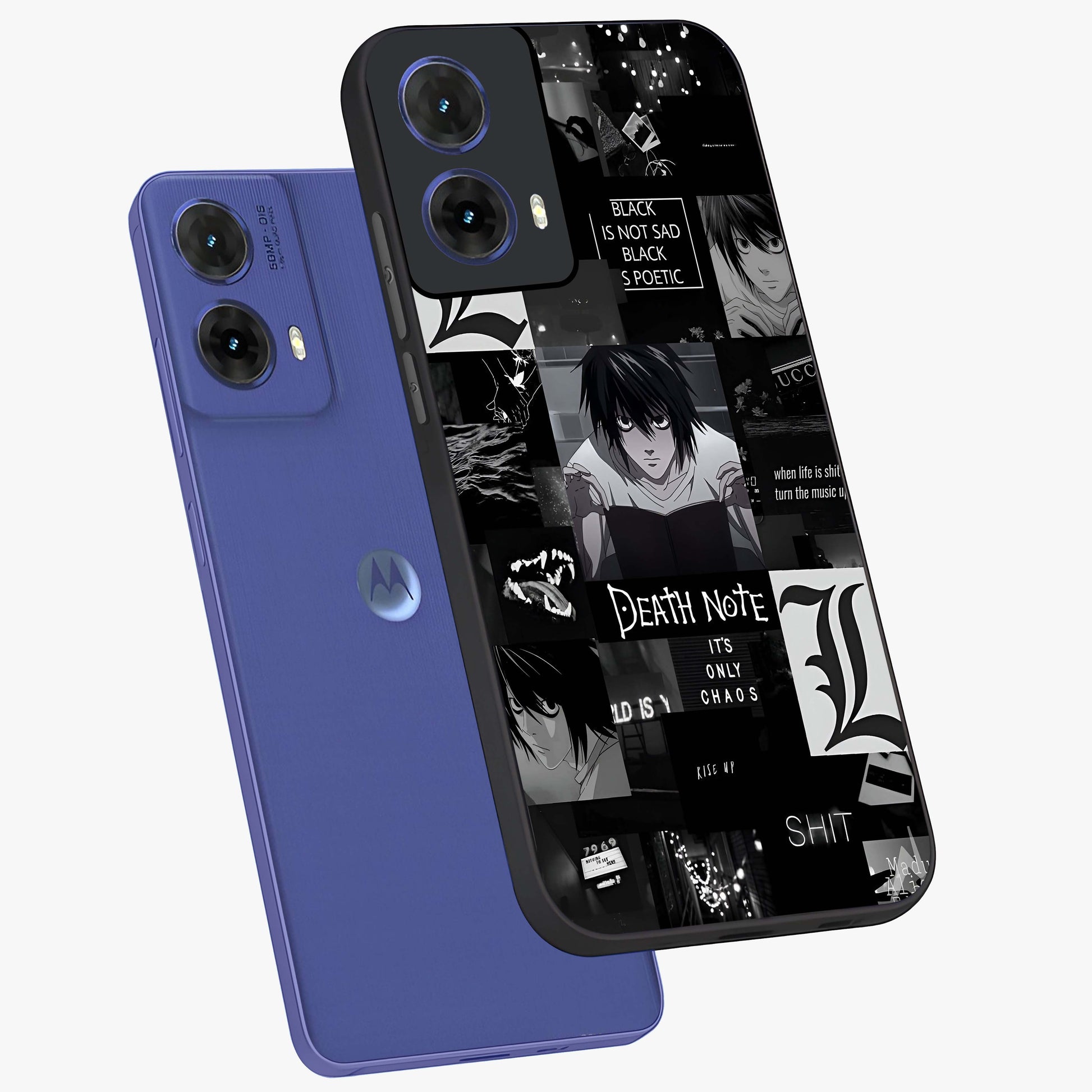 Midnight Chaos Mind Glass Case displayed in angled mockup highlighting chaotic artistic design with dramatic midnight aesthetic.