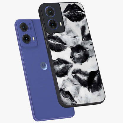 Midnight Kiss Marks Glass Case displayed in angled mockup highlighting playful romantic design with bold midnight aesthetic.