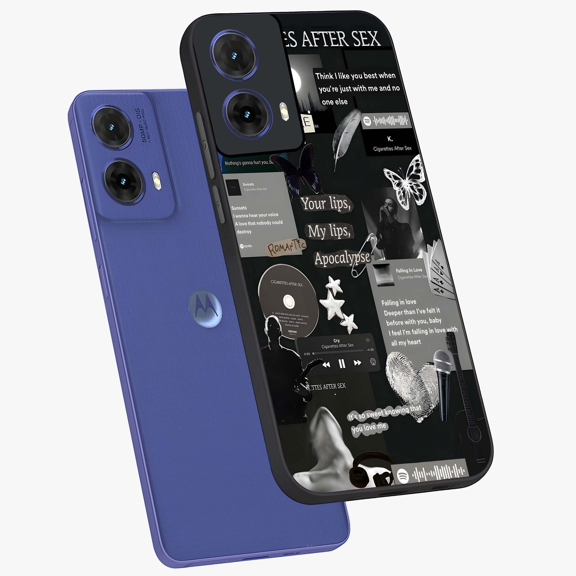 Midnight Love Echo Glass Case displayed in angled mockup highlighting elegant love inspired design with deep aesthetic style.