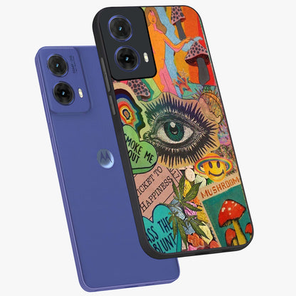 Mystic Eye Wonderland Glass Case displayed in angled mockup highlighting magical eye illustration with dreamy aesthetic.