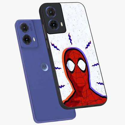 Omg Spiderman Glass Case displayed in angled mockup highlighting dynamic hero illustration with action comic aesthetic.