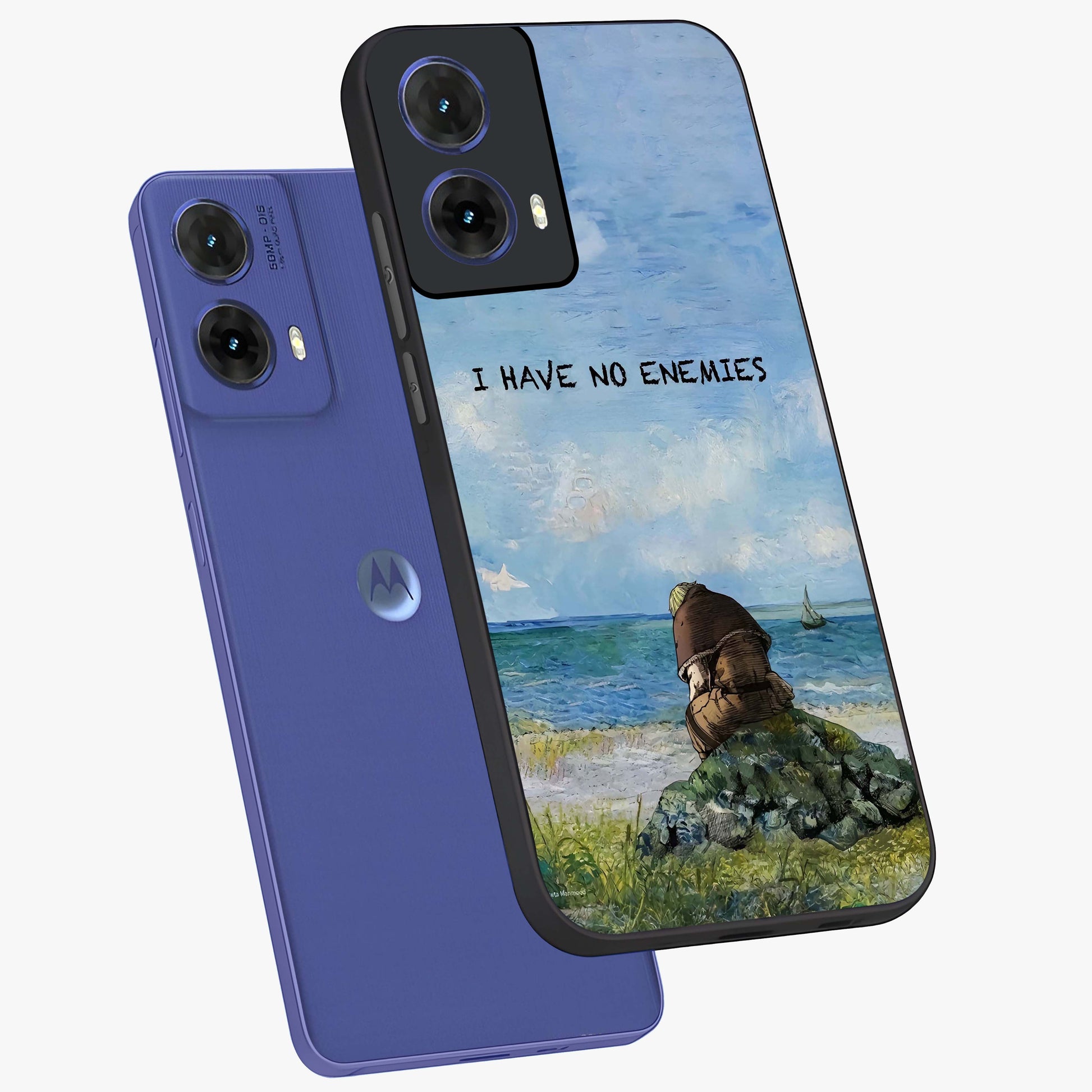 Peace Beyond War Glass Case displayed in angled mockup highlighting meaningful message design with artistic aesthetic style.