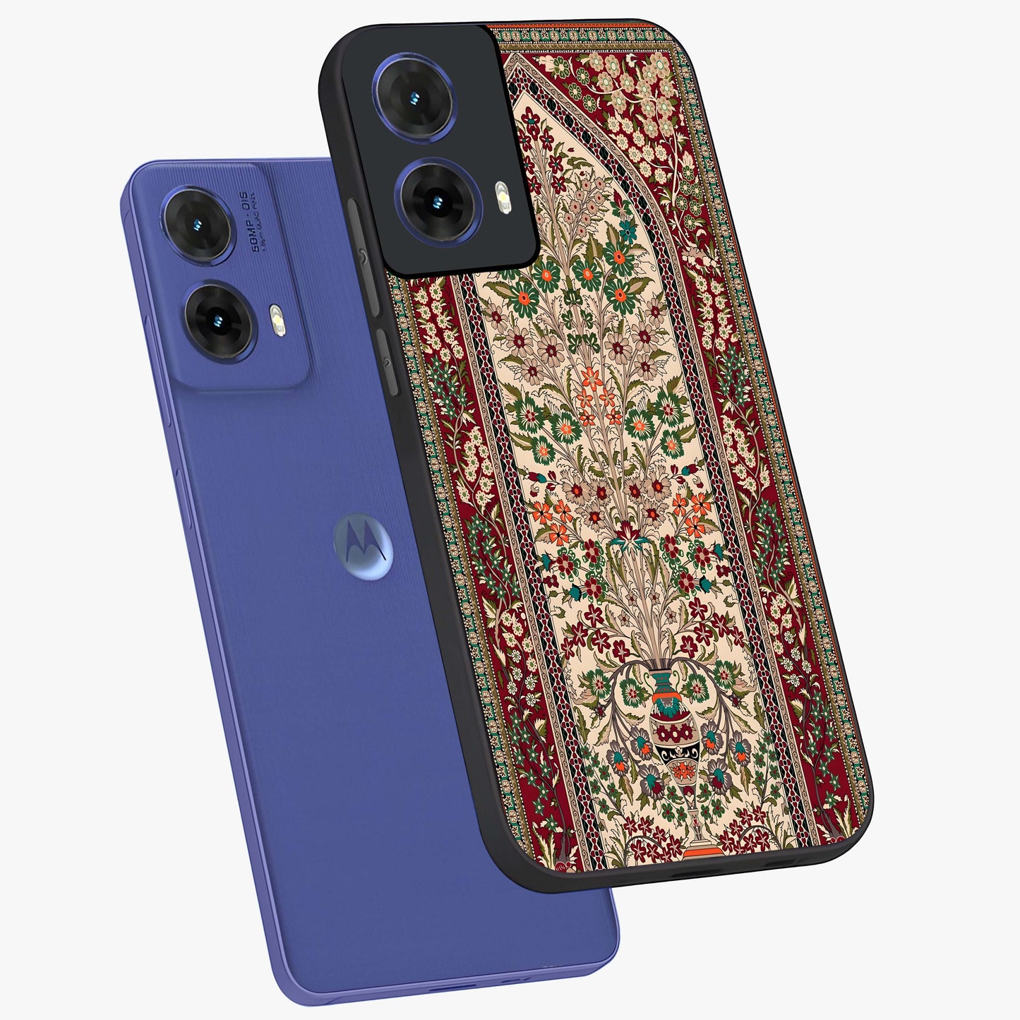 Persian Inspired Glass Case displayed in angled mockup highlighting intricate traditional design with elegant cultural aesthetic.