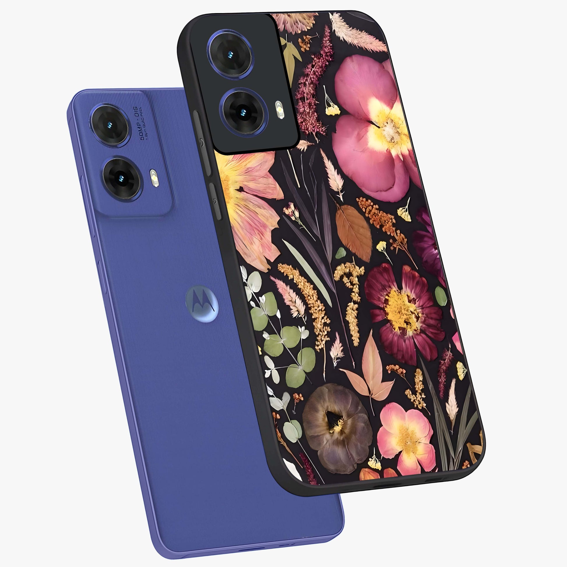 Petal Dream Tapestry Glass Case displayed in angled mockup highlighting decorative petal pattern with elegant botanical aesthetic.