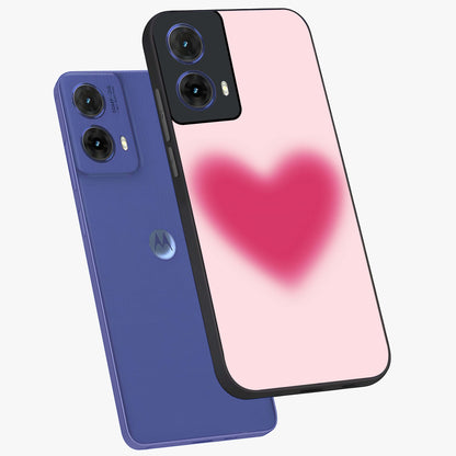 Pink Aura Heart Glass Case displayed in angled mockup highlighting vibrant pink heart design with dreamy aura aesthetic.