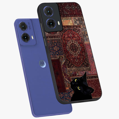 Regal Magic Cat Apple Glass Case displayed in angled mockup highlighting whimsical feline design with fantasy aesthetic.