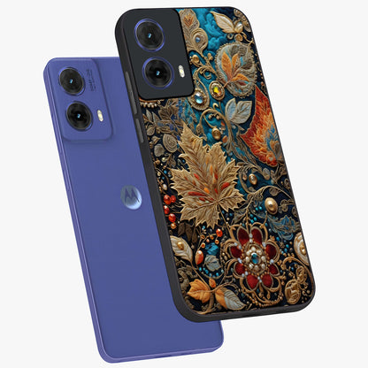 Royal Jewel Garden Glass Case displayed in angled mockup highlighting vibrant jewel inspired floral design with elegant aesthetic.