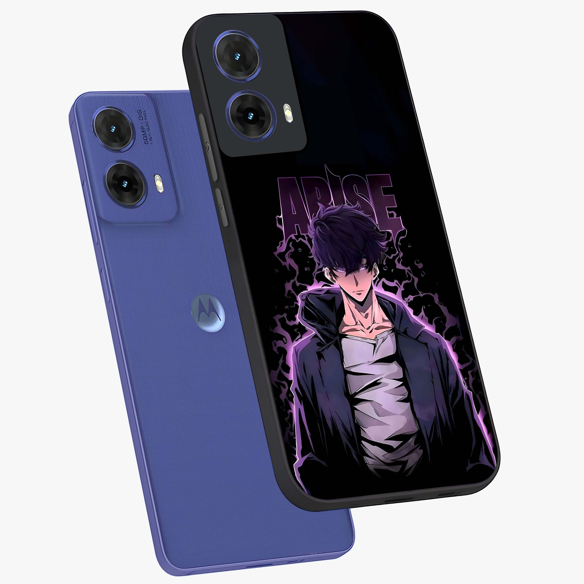 Shadow Monarch Awakening Glass Case displayed in angled mockup highlighting dramatic shadow warrior design with fantasy aesthetic.