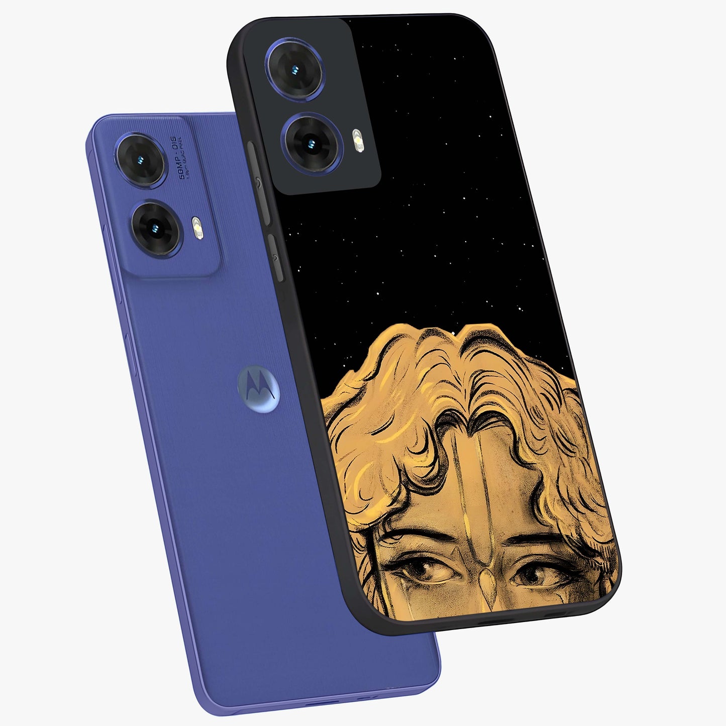 Shri Krishna Art Glass Case displayed in angled mockup highlighting spiritual Krishna illustration with divine aesthetic.