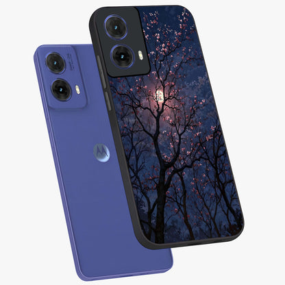 Twilight Sakura Serenade Glass Case displayed in angled mockup highlighting delicate sakura flower design with dreamy aesthetic.