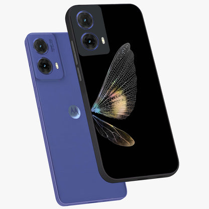 Whispers Of Wings Glass Case displayed in angled mockup highlighting soft feather design with celestial aesthetic style.