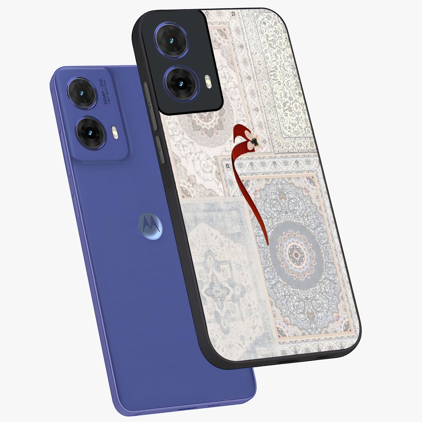 White Aesthetic Bow Glass Case displayed in angled mockup highlighting clean bow design with soft aesthetic style.