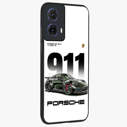 911 Turbo Dominance Glass Case upright perspective showcasing powerful racing design and modern automotive aesthetic.