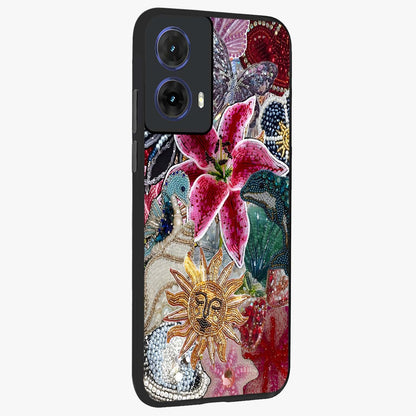 Beaded Garden Fantasy Glass Case upright view showcasing whimsical garden aesthetic with artistic bead details.