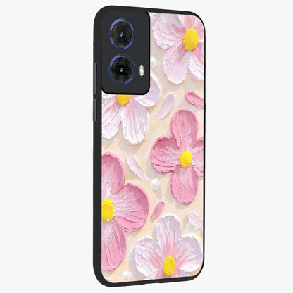 Blush Bloom Texture Glass Case upright view showcasing delicate blush floral texture with modern minimal style.