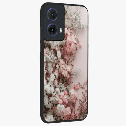 Blush Blossom Cloud Glass Case upright view showcasing calm floral cloud artwork with gentle dreamy theme.