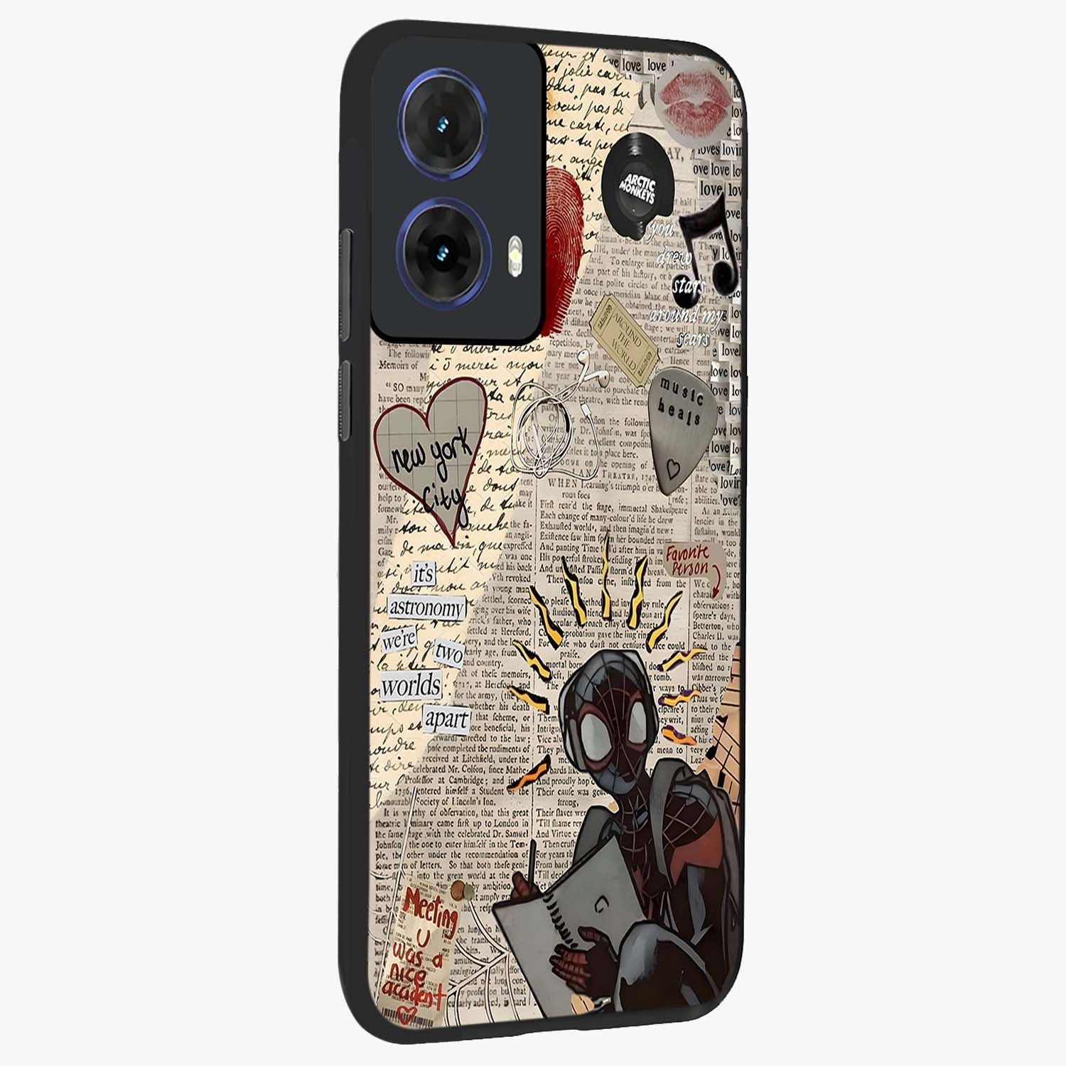 City Dream Sketch Glass Case upright view showcasing urban skyline artwork with stylish hand drawn design.