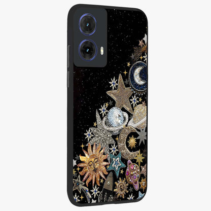 Cosmic Sparkle Dreams Glass Case upright view showcasing glowing cosmic artwork with magical galaxy theme.